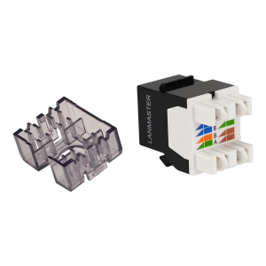 Keystone module, RJ45, category 5E, UTP, 180 degrees, with built-in shutter